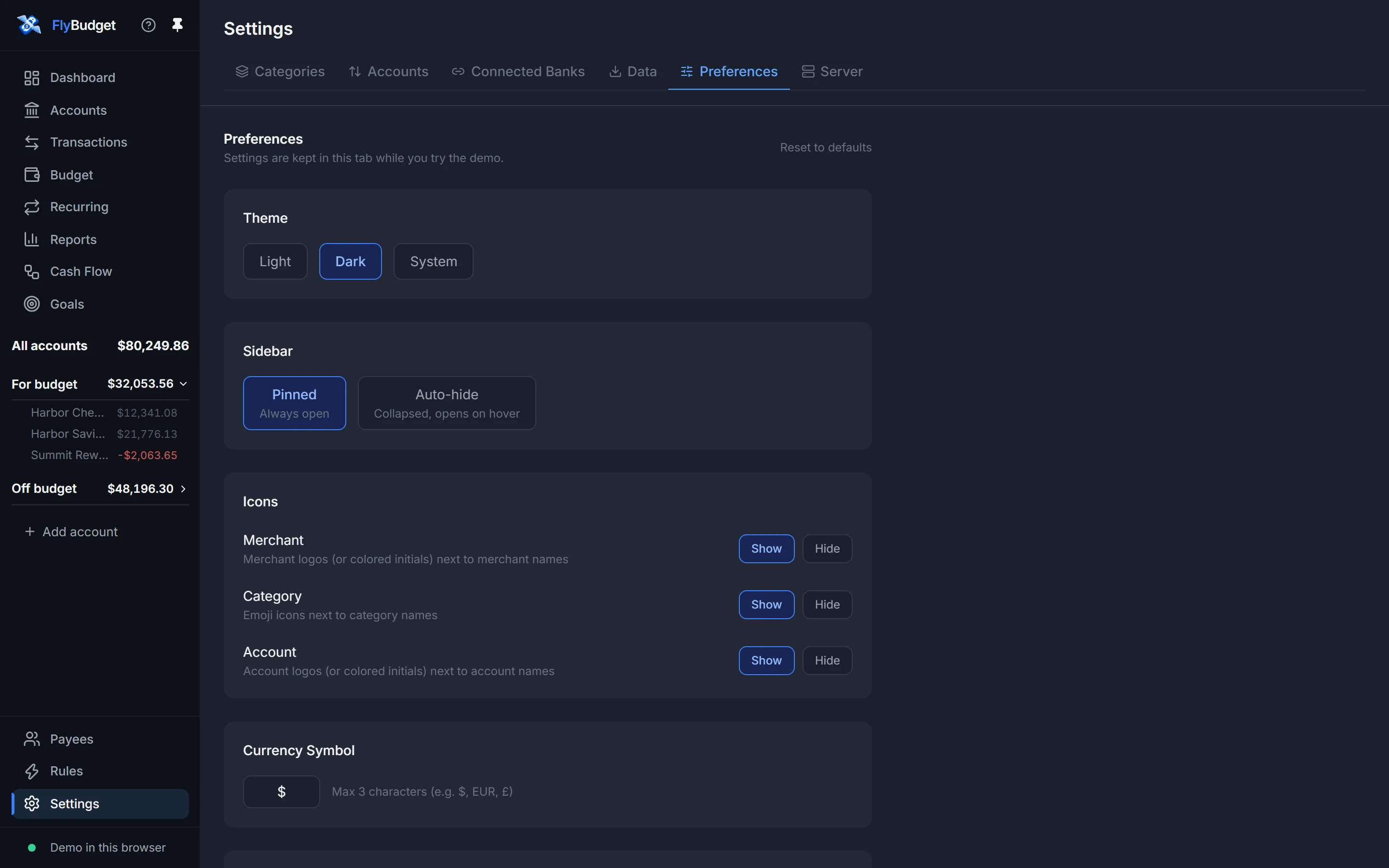 Settings: Preferences