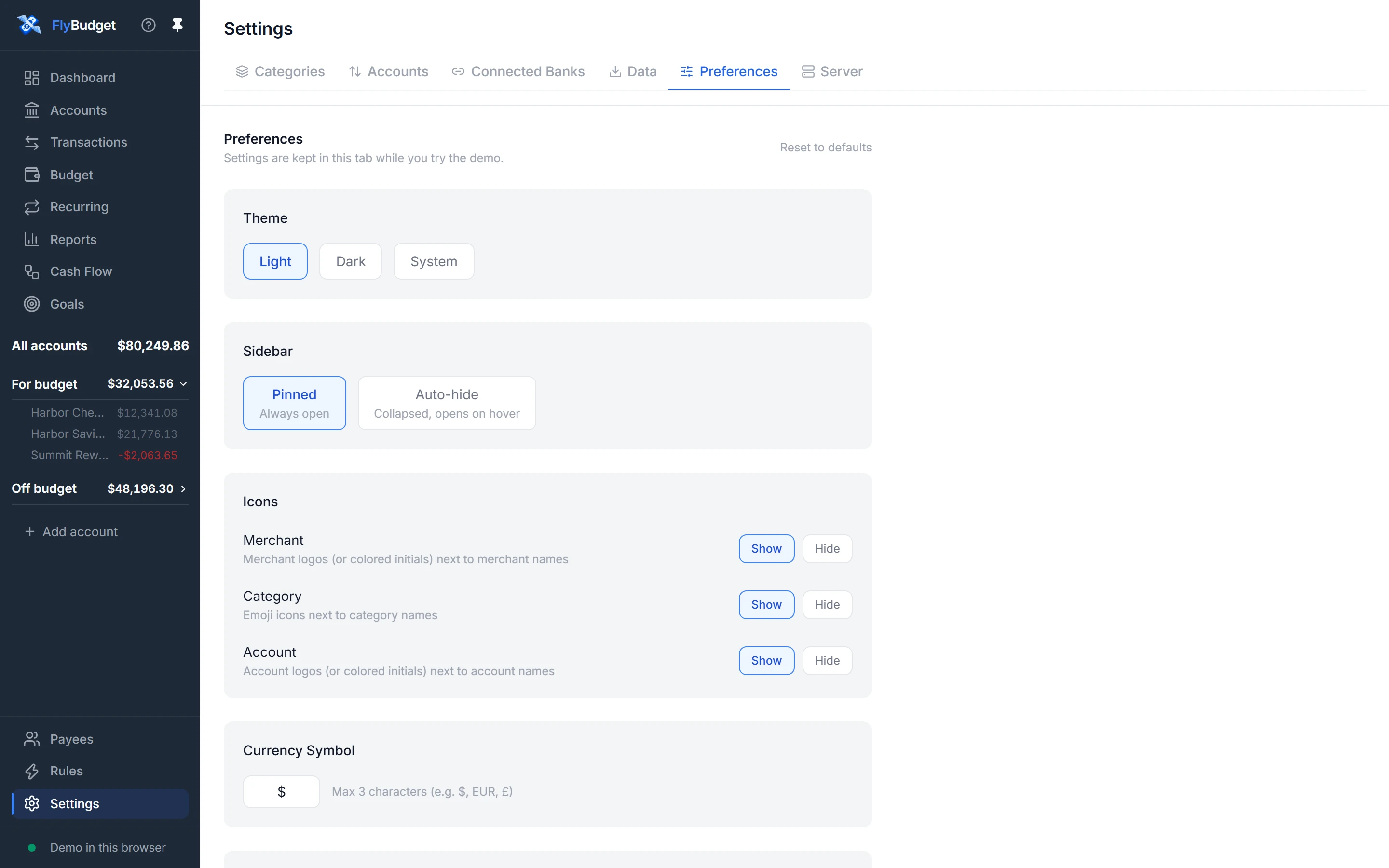 Settings: Preferences